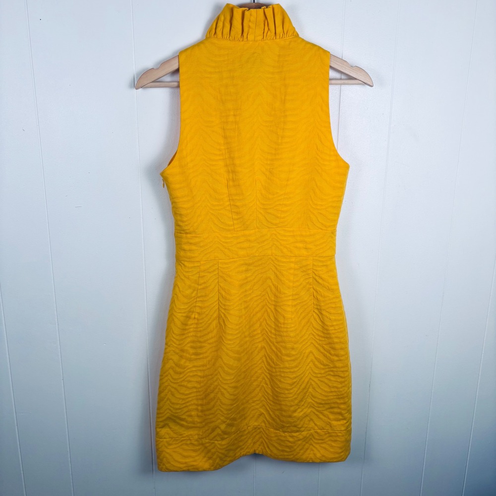 Taylor Sleeveless Ruffle Neck Party Dress Sunflower Yellow Fitted Career Size 4 - Picture 8 of 11